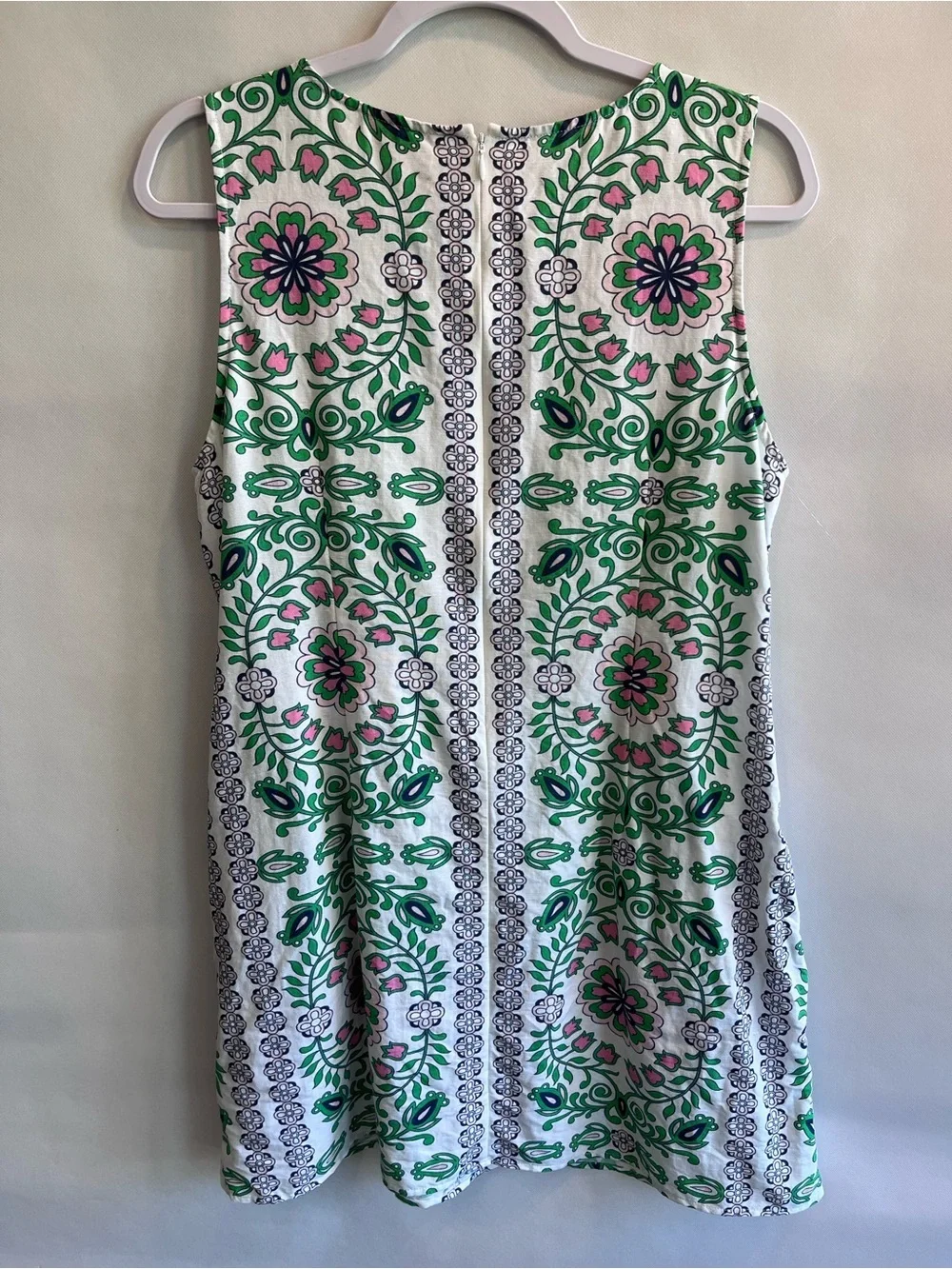 Tory Burch Garden Party Floral Linen Blend Sleeveless Shift Mini Dress